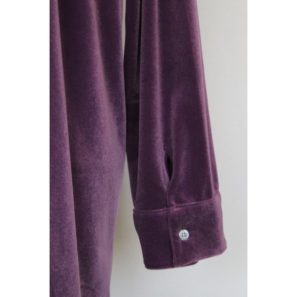 J. JILL Wearever Collection Purple Velvet Button Down Shirred Back Top , L Large - Picture 5 of 7